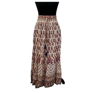 RAGA Tiered Maxi Skirt S Boho Festival India Print”